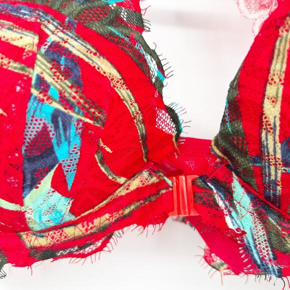 Victorias Secret VS PINK Date Racerback Padded Underwire Push Up Bra 32C Red - Picture 2 of 8